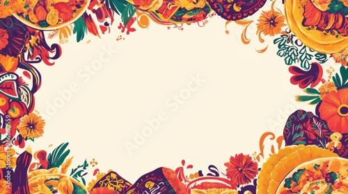 Mexican Fiesta: Vibrant Traditional Dishes and Marigold Frame