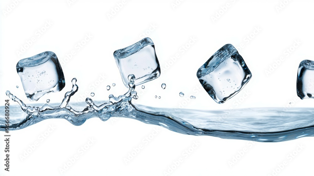 A splash of water with ice cubes in it A splash of water with ice cubes in it