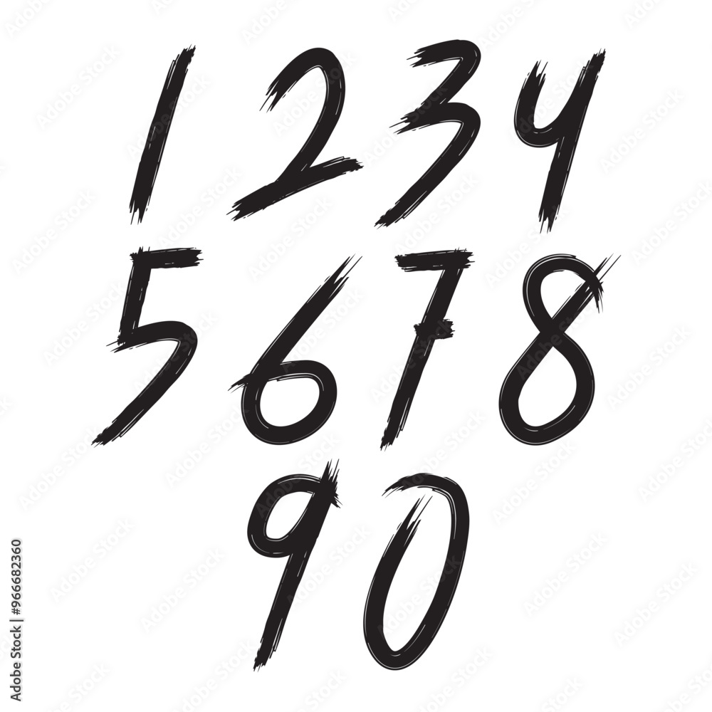numbers Paint brush strokes - Vector paint brush numbers, Collection of decorative numbers hand drawn with ink, Design elements, brushes. numbers Paint brush strokes - Vector paint brush numbers, Collection of decorative numbers hand drawn with ink, Design elements, brushes.