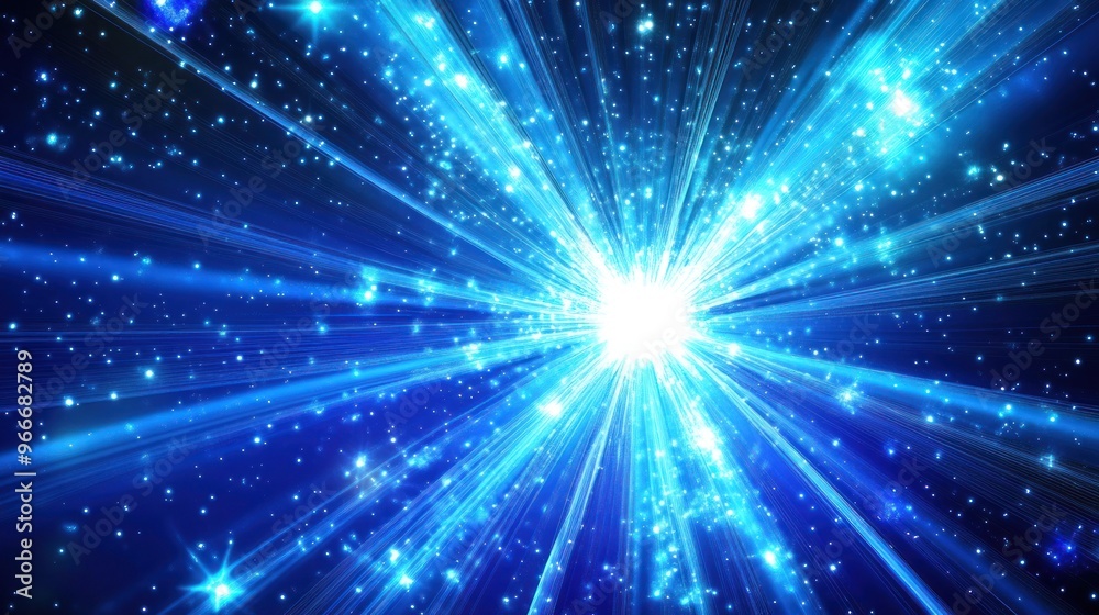 Blue Light Explosion with Stars Background Blue Light Explosion with Stars Background