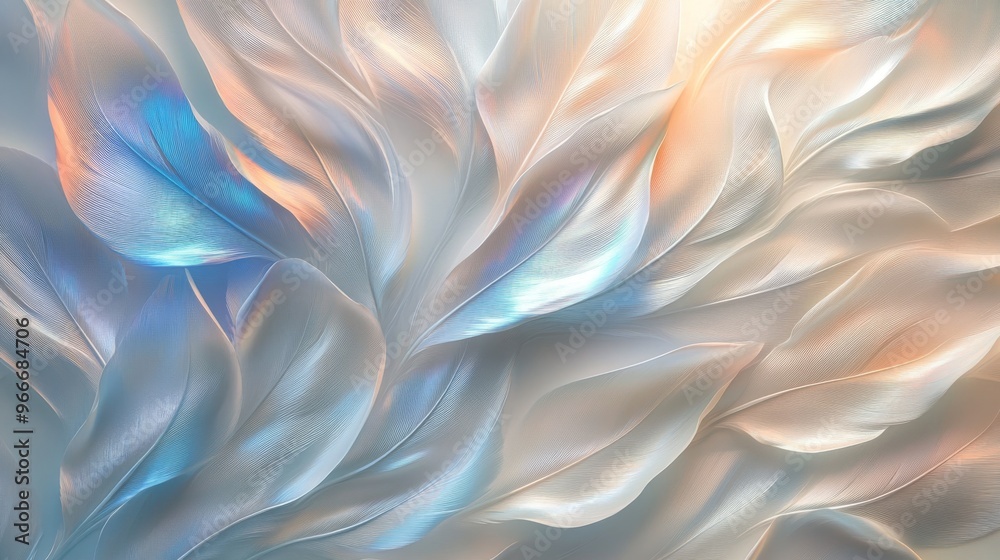 Obraz premium Abstract Pattern of Delicate White Feathers with Iridescent Hues