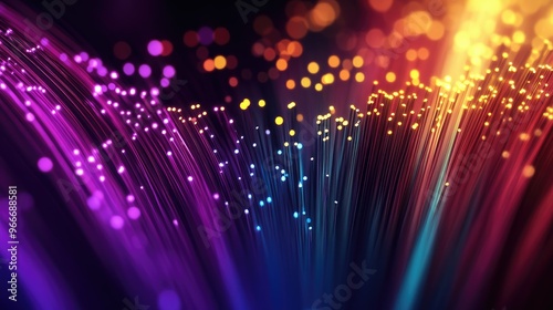 colored electric cables and led. optical fiber, intense colors, background for technology