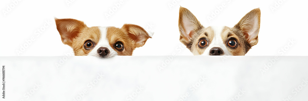 cats dogs peeking white edge creating web banner white background cats dogs peeking white edge creating web banner white background