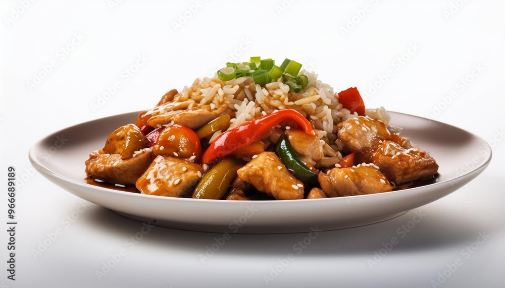 Chinese Food, Kung Pao Chicken on white background isolated. Chinese Food, Kung Pao Chicken on white background isolated.