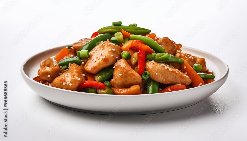Chinese Food, Kung Pao Chicken on white background isolated. Chinese Food, Kung Pao Chicken on white background isolated.