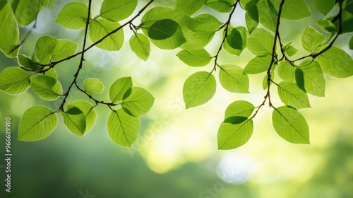 Fresh green leaves on tree branches