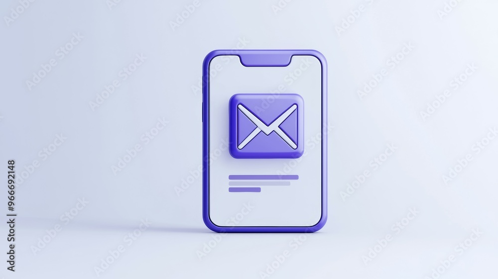A phone with a purple and white envelope on it A phone with a purple and white envelope on it