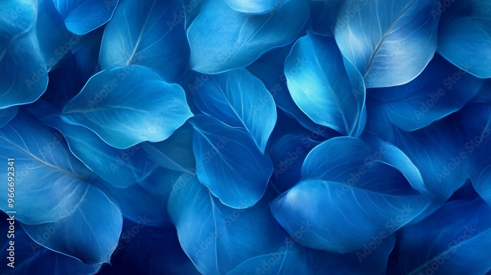 Blue leaves pattern with soft lighting, natural texture background. Nature and tranquility concept Blue leaves pattern with soft lighting, natural texture background. Nature and tranquility concept