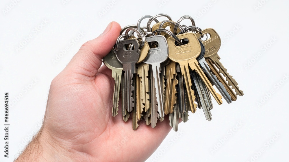 Hand Holding a Large Bunch of Keys