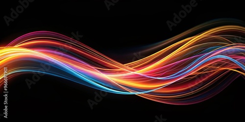 Abstract vibrant flowing lines on dark background, creating dynamic visual effect