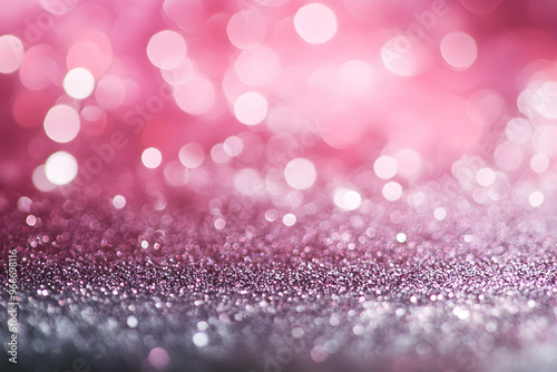 silver and pink glitter vintage lights background. defocused 