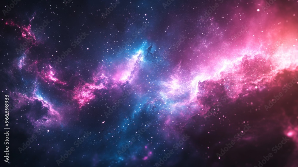 Naklejka premium Cosmic Nebula with Pink and Blue Hues