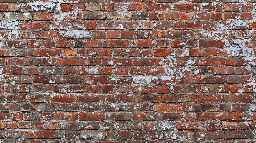 Naklejka premium Aged Grungy Brick Wall Texture with Vintage Rustic Weathered Surface for Background