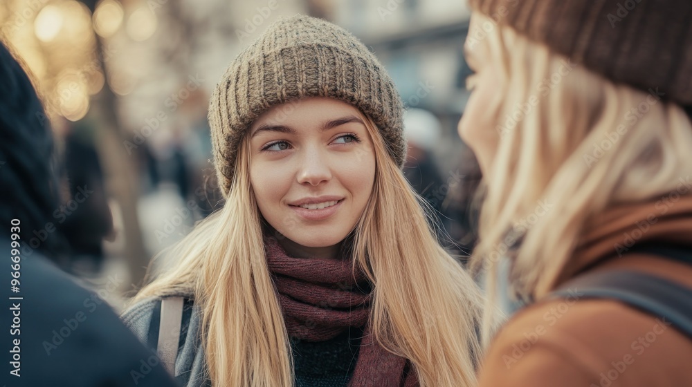 Smiling Woman in a Knit Hat Smiling Woman in a Knit Hat