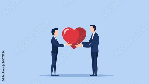 Two men holding a heart in their hands