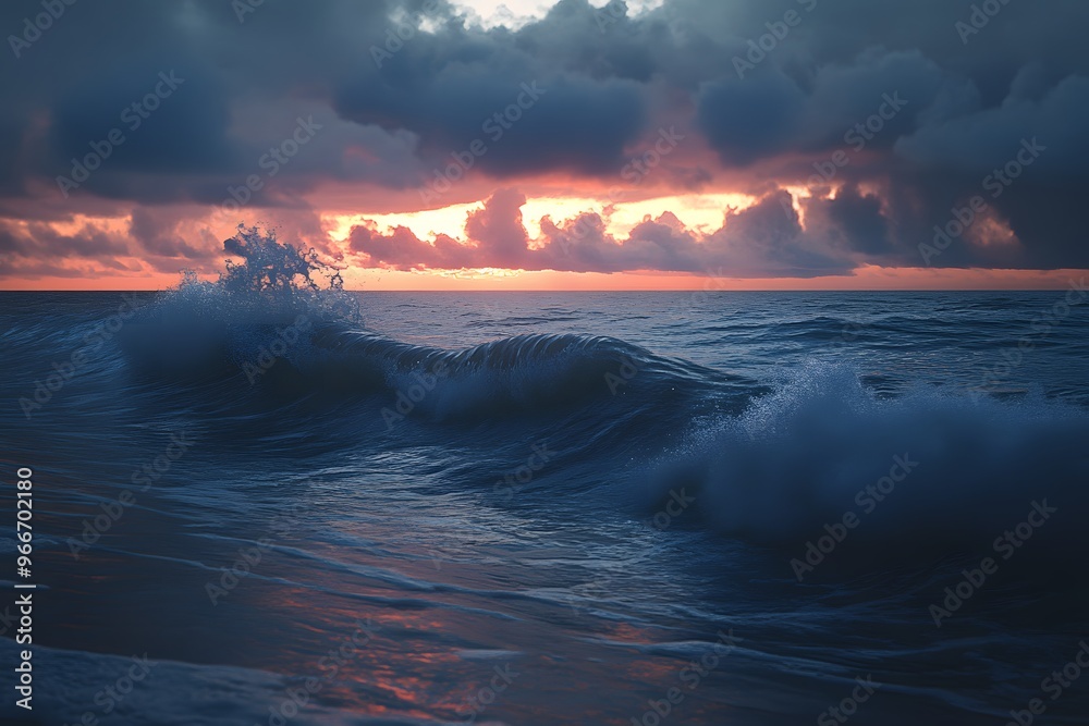 Fototapeta premium Dramatic Ocean Wave at Sunset