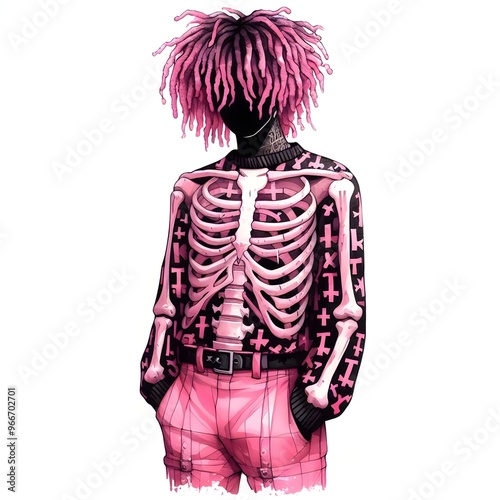 Pastel goth black boy sketch