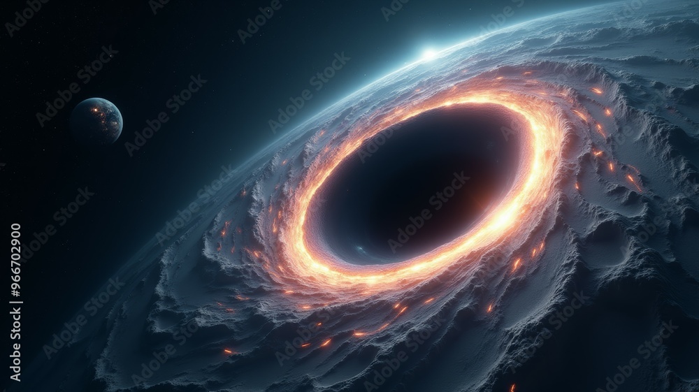 A planet with a large hole in the middle of it A planet with a large hole in the middle of it