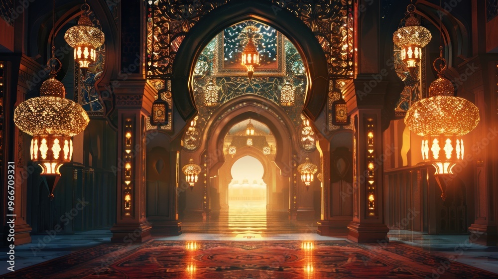 A Grand and Intricate Entrance to an Arabian Palace A Grand and Intricate Entrance to an Arabian Palace