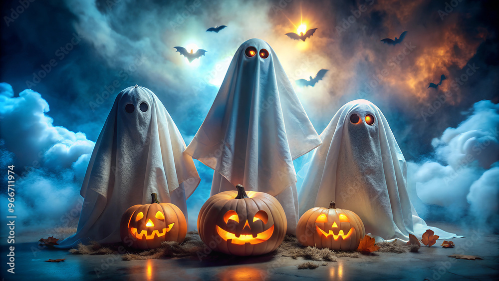halloween scene with pumpkins halloween scene with pumpkins