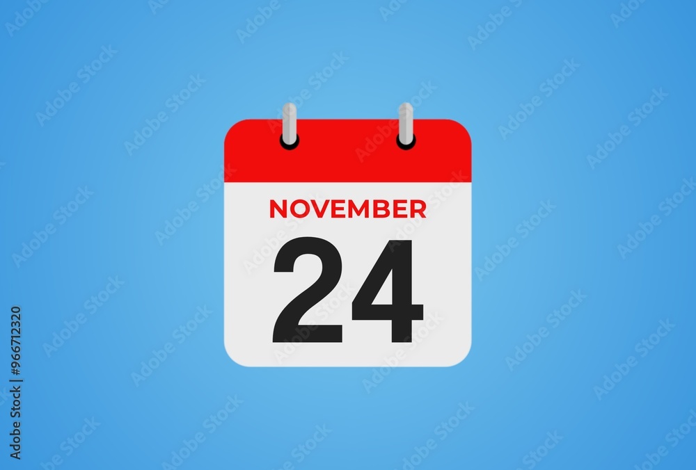 Icon calendar day. 24 November. 24th days of the month, illustration style. Date day of week Sunday, Monday, Tuesday, Wednesday, Thursday, Friday, Saturday. Icon calendar day. 24 November. 24th days of the month, illustration style. Date day of week Sunday, Monday, Tuesday, Wednesday, Thursday, Friday, Saturday.