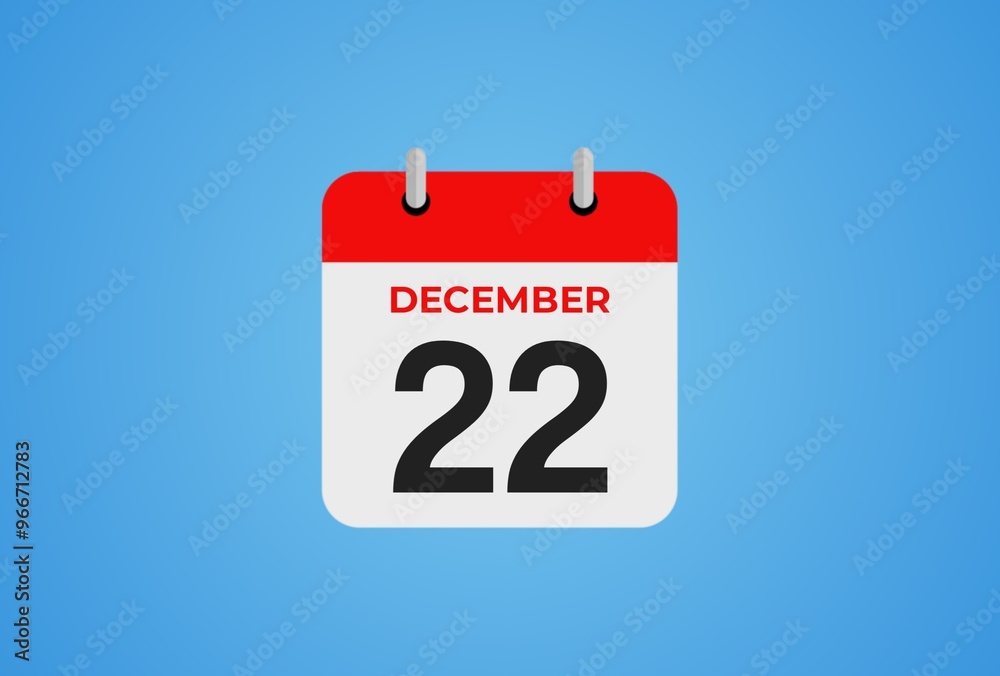 Icon calendar day. 22 December. 22th days of the month, illustration style. Date day of week Sunday, Monday, Tuesday, Wednesday, Thursday, Friday, Saturday. Icon calendar day. 22 December. 22th days of the month, illustration style. Date day of week Sunday, Monday, Tuesday, Wednesday, Thursday, Friday, Saturday.