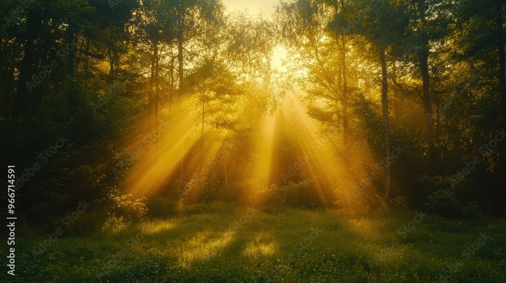 Bright rays illuminating a forest Bright rays illuminating a forest