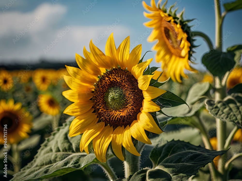 beautiful sunflowers in close up shot during a clear day beautiful sunflowers in close up shot during a clear day