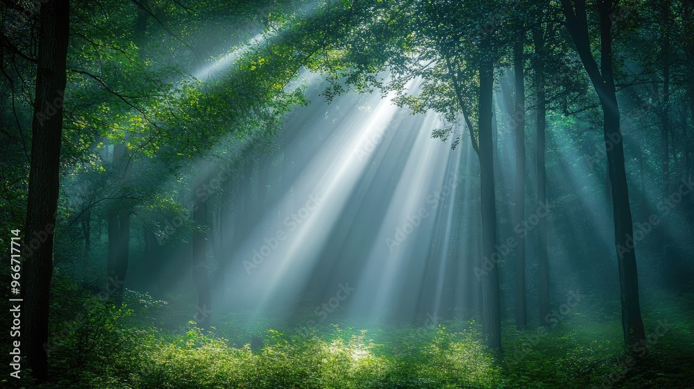 Bright rays illuminating a forest Bright rays illuminating a forest