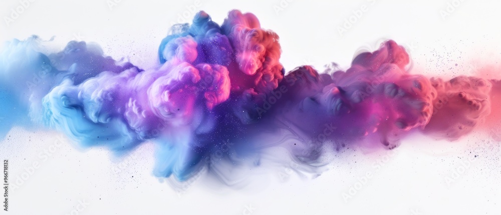 Fototapeta premium Abstract Swirling Cloud of Purple, Pink, and Blue Ink with Glitter