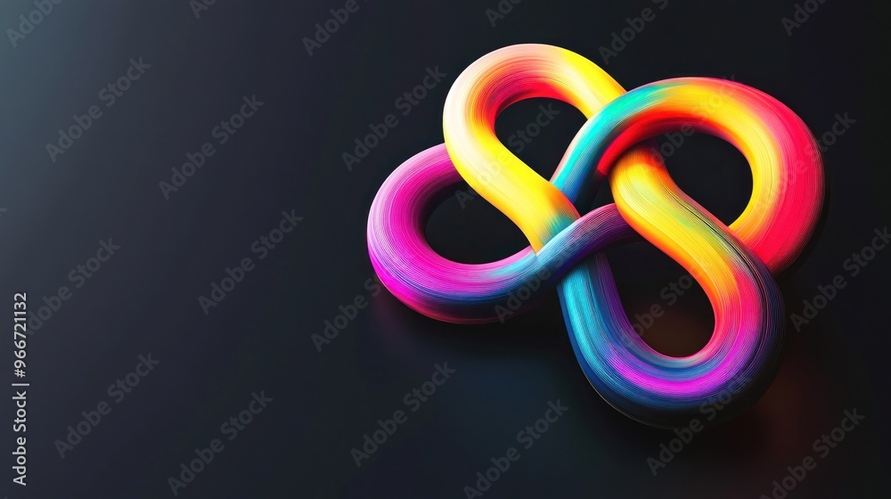 Abstract Colorful 3D Shape on Dark Background Abstract Colorful 3D Shape on Dark Background