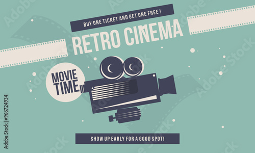 Retro cinema posters and flyers collection. Vintage movie signs layout