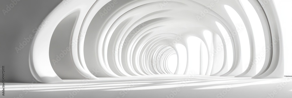 Abstract White Archway Tunnel Interior with Bright Light Abstract White Archway Tunnel Interior with Bright Light