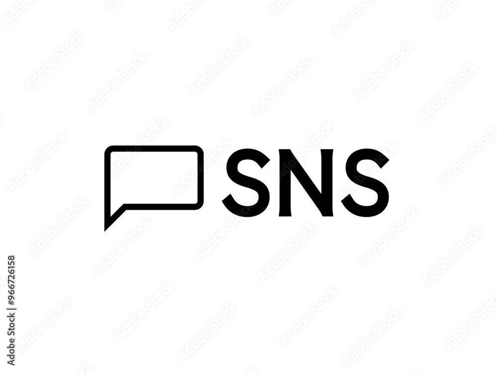 Obraz premium ミニマルなSNS吹き出し横ロゴB:黒線