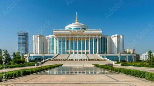 Nur-Sultan, Kazakhstan – July 29, 2024: Akorda Presidential Palace in Astana City photo