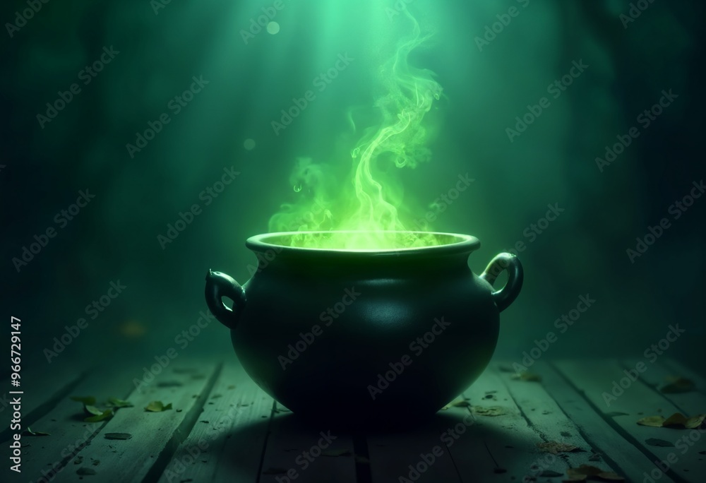 Halloween Spooky Witch’s Cauldron with Green Vapor Halloween Spooky Witch’s Cauldron with Green Vapor