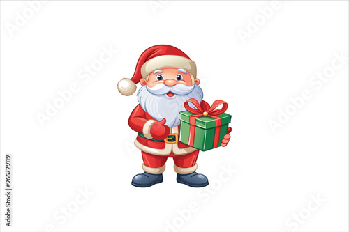 Santa Claus with gift box Clip Art Vectors & Illustrations.  Santa and gift box Clip Art vector illustration.