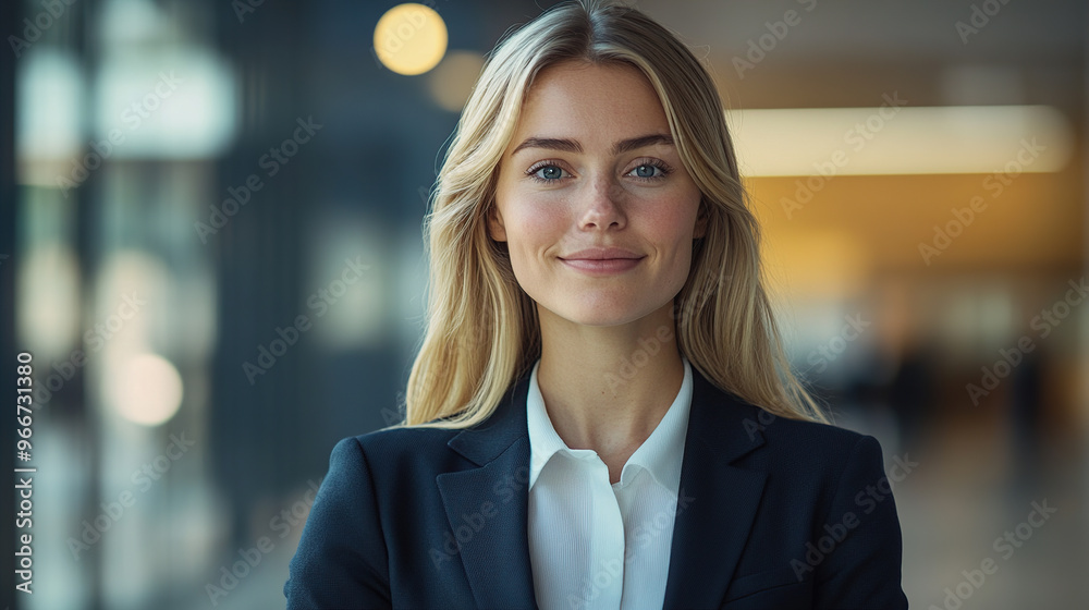 a woman in a business suit with blonde hair, slight smile looking at the camera a woman in a business suit with blonde hair, slight smile looking at the camera