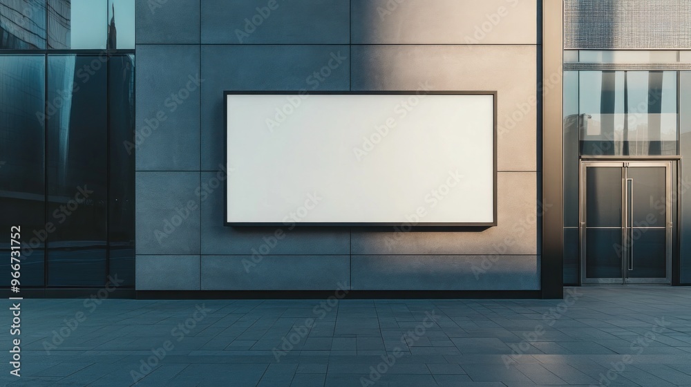 Blank Billboard on Modern Building Wall Blank Billboard on Modern Building Wall