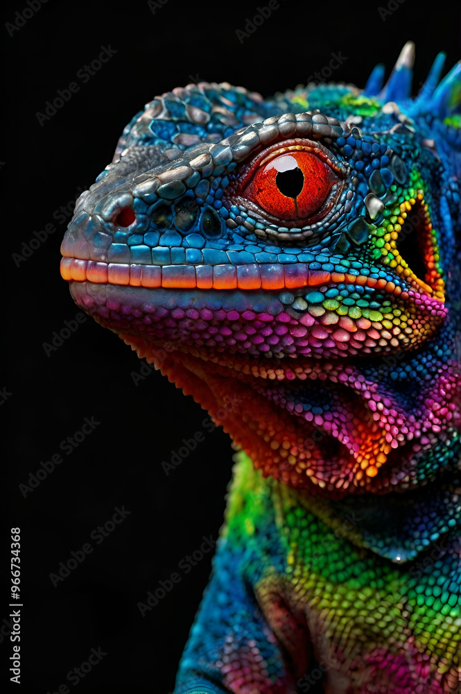 Multi color iguana on a black background Multi color iguana on a black background