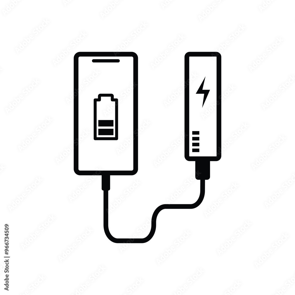 Power Bank Charging Smartphone Icon Set, Portable Energy Battery Symbol Power Bank Charging Smartphone Icon Set, Portable Energy Battery Symbol
