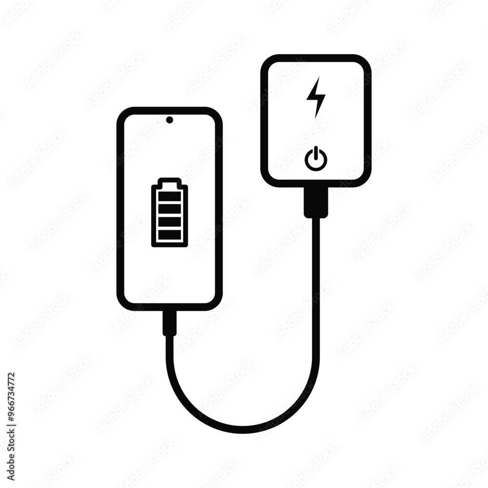 Power Bank Charging Smartphone Icon Set, Portable Energy Battery Symbol Power Bank Charging Smartphone Icon Set, Portable Energy Battery Symbol