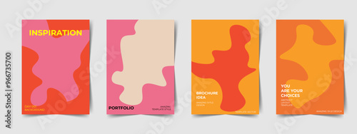 Collection of 70s color gradient poster background vector. Set of retro wall decoration, groovy, trippy, geometric shape. Vintage hippie wall art for interior, poster, banner, cover, card, flyer