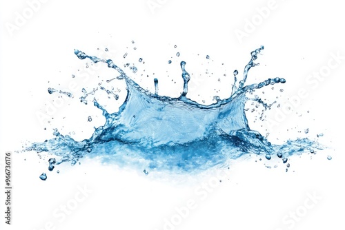 Blue water splash isolated on white background , ai