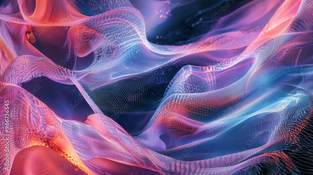 Obraz premium Vibrant Cosmic Swirls of Ethereal Digital Energy in Futuristic Luminous Motion