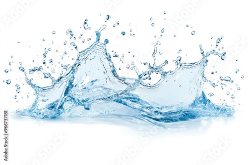 Blue water splash isolated on white background , ai