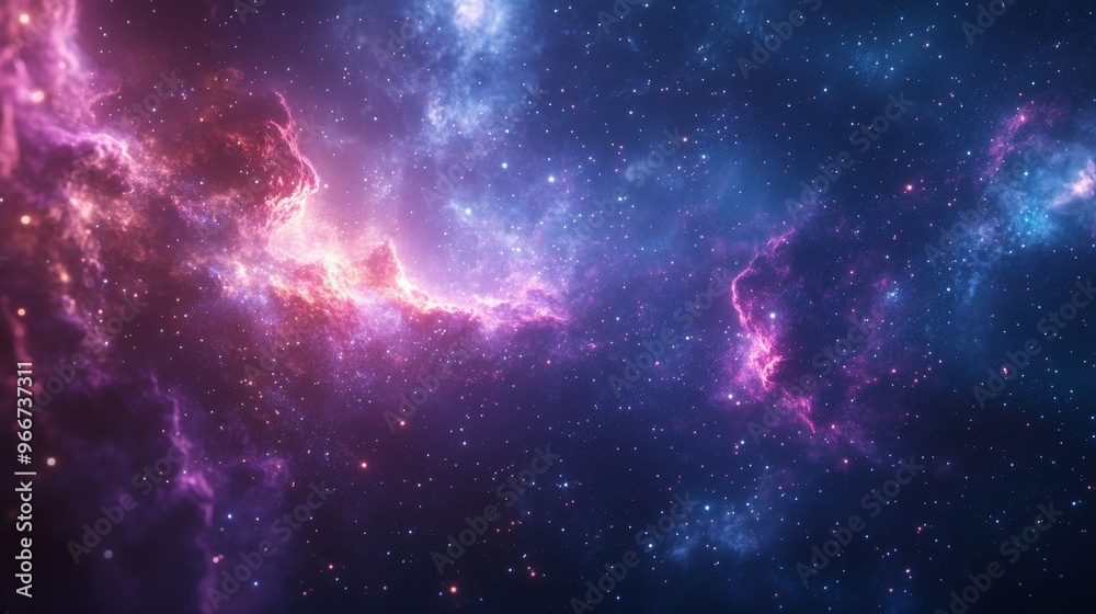 Cosmic Nebula with Stars and Glowing Gas Clouds Cosmic Nebula with Stars and Glowing Gas Clouds