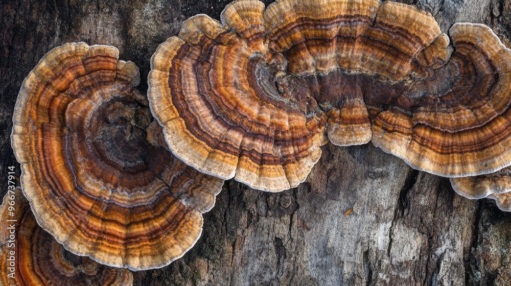 A large mushroom with a brown and tan color