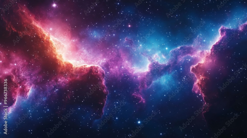 Cosmic Nebula with Pink and Blue Hues and Scattered Stars Cosmic Nebula with Pink and Blue Hues and Scattered Stars