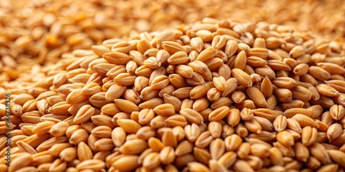 Close-up of freshly harvested wheat grains, a staple food for baking bread, pasta, and brewing beer